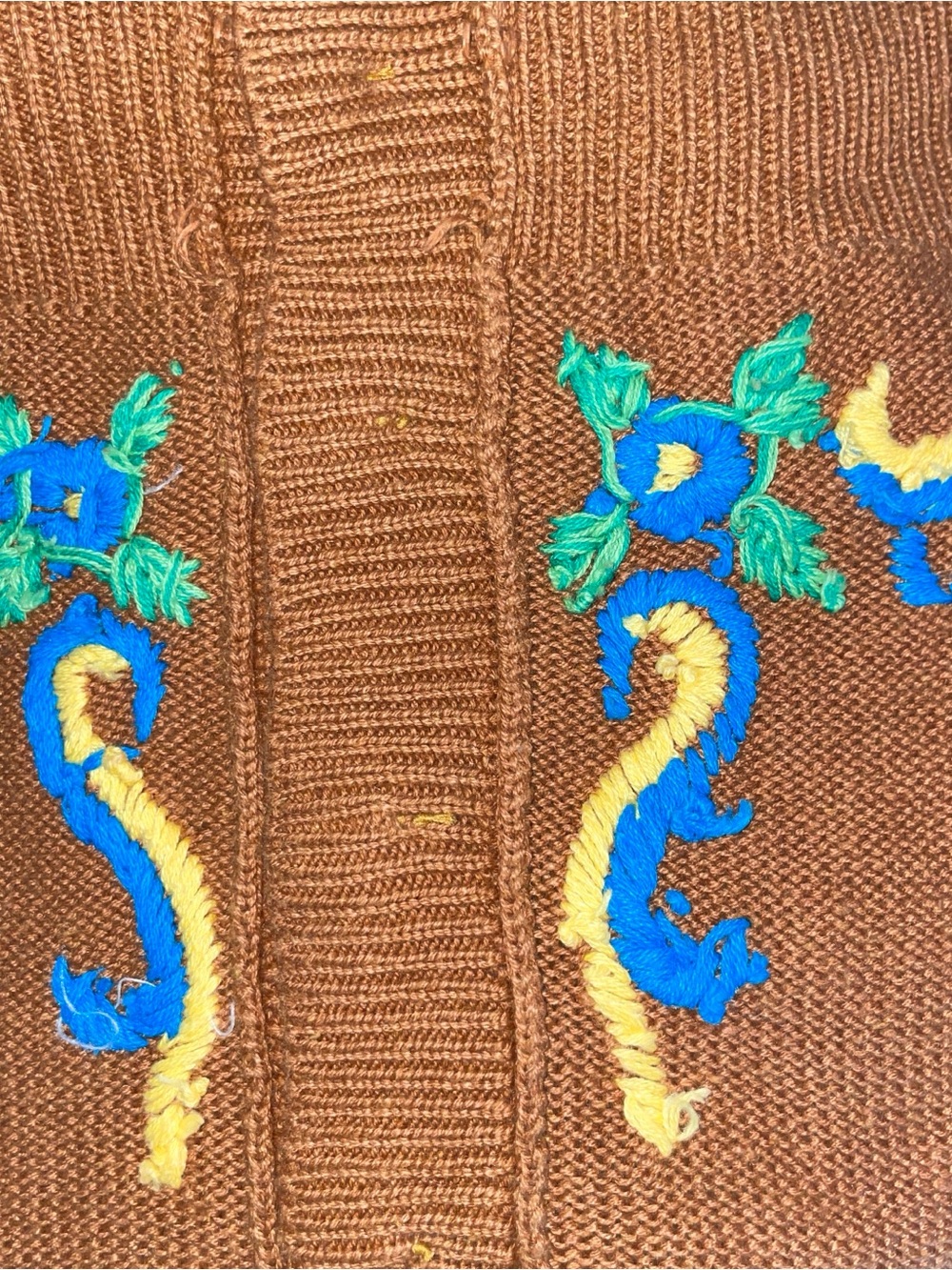 Embroidered Brown & Red‎ Fringe Button-Up Cardigan - Picture 10 of 10